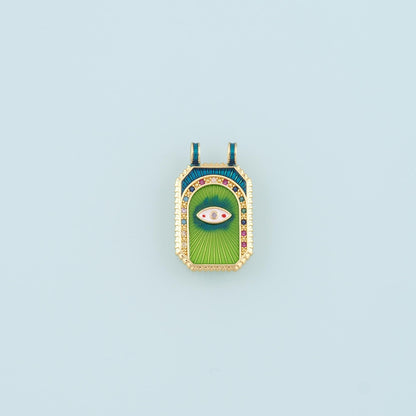 Gold Eye Charm,18K Gold Filled Rectangle Evil Eye Pendant,Enamel Evil Eye Charm Bracelet Necklace for DIY Jewelry Making Supp