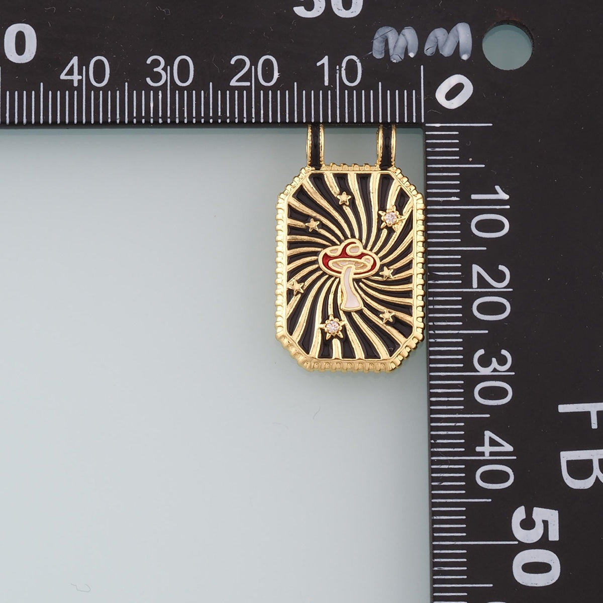 18K Gold Filled Mushroom Enamel Charm Pendant for Jewelry Making
