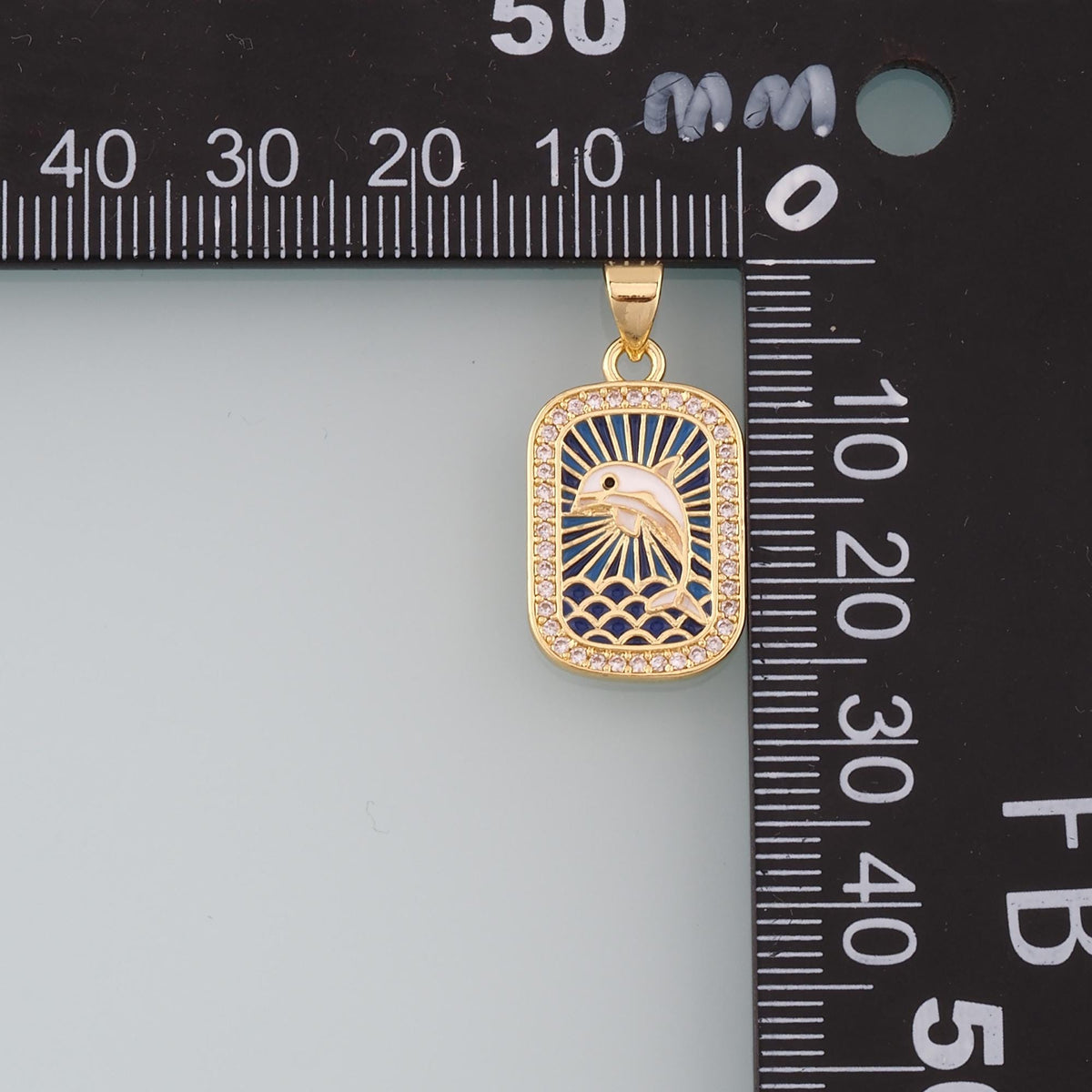 18K Gold Filled Dolphin Enamel CZ Charm Pendant for Jewelry Making