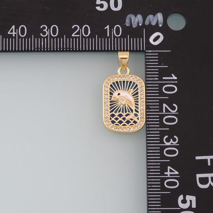 18K Gold Filled Dolphin Enamel CZ Charm Pendant for Jewelry Making