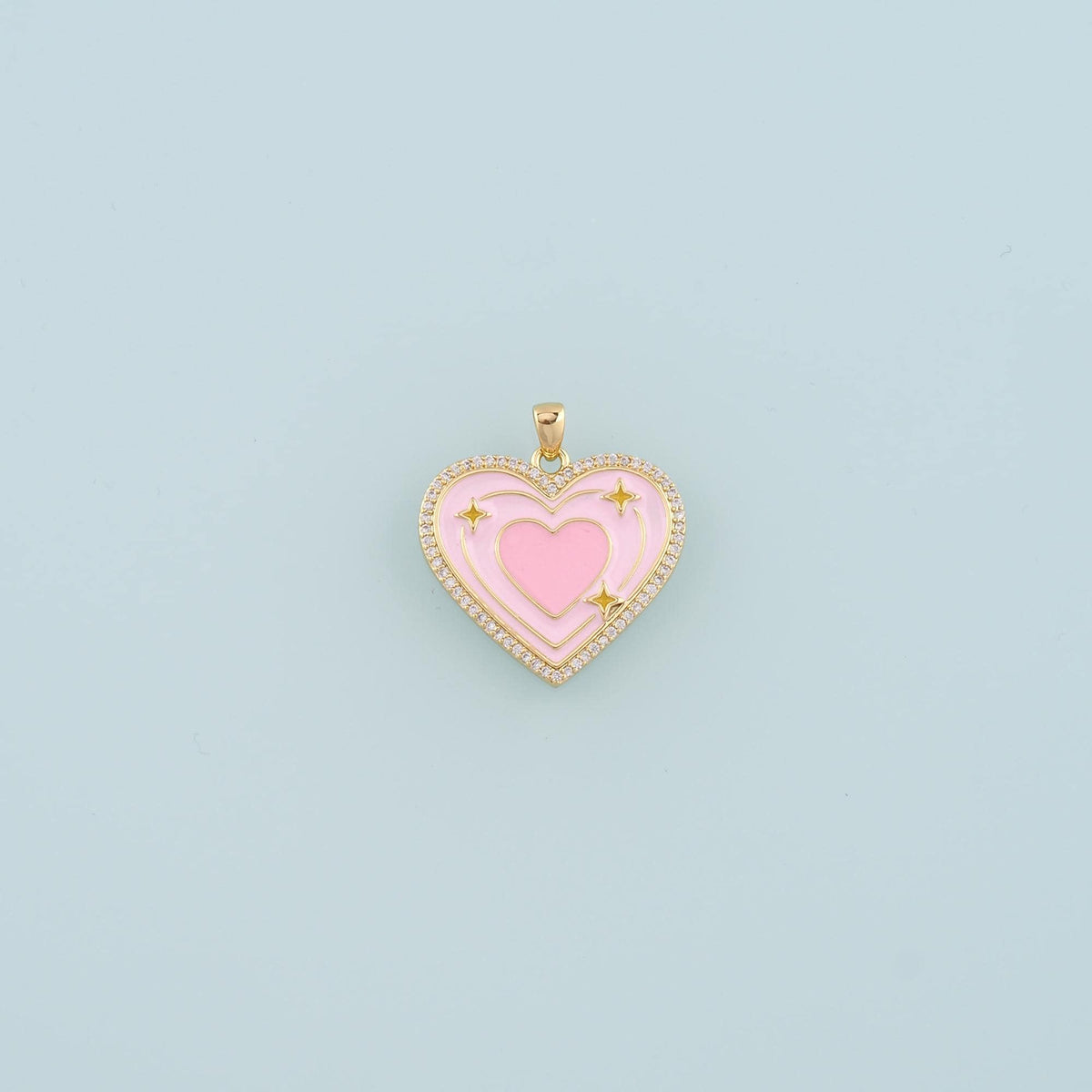 18K Gold Filled Heart Enamel Charm Pendant for Jewelry Making