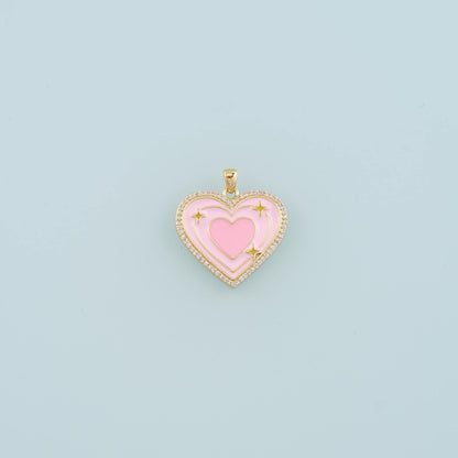 18K Gold Filled Heart Enamel Charm Pendant for Jewelry Making