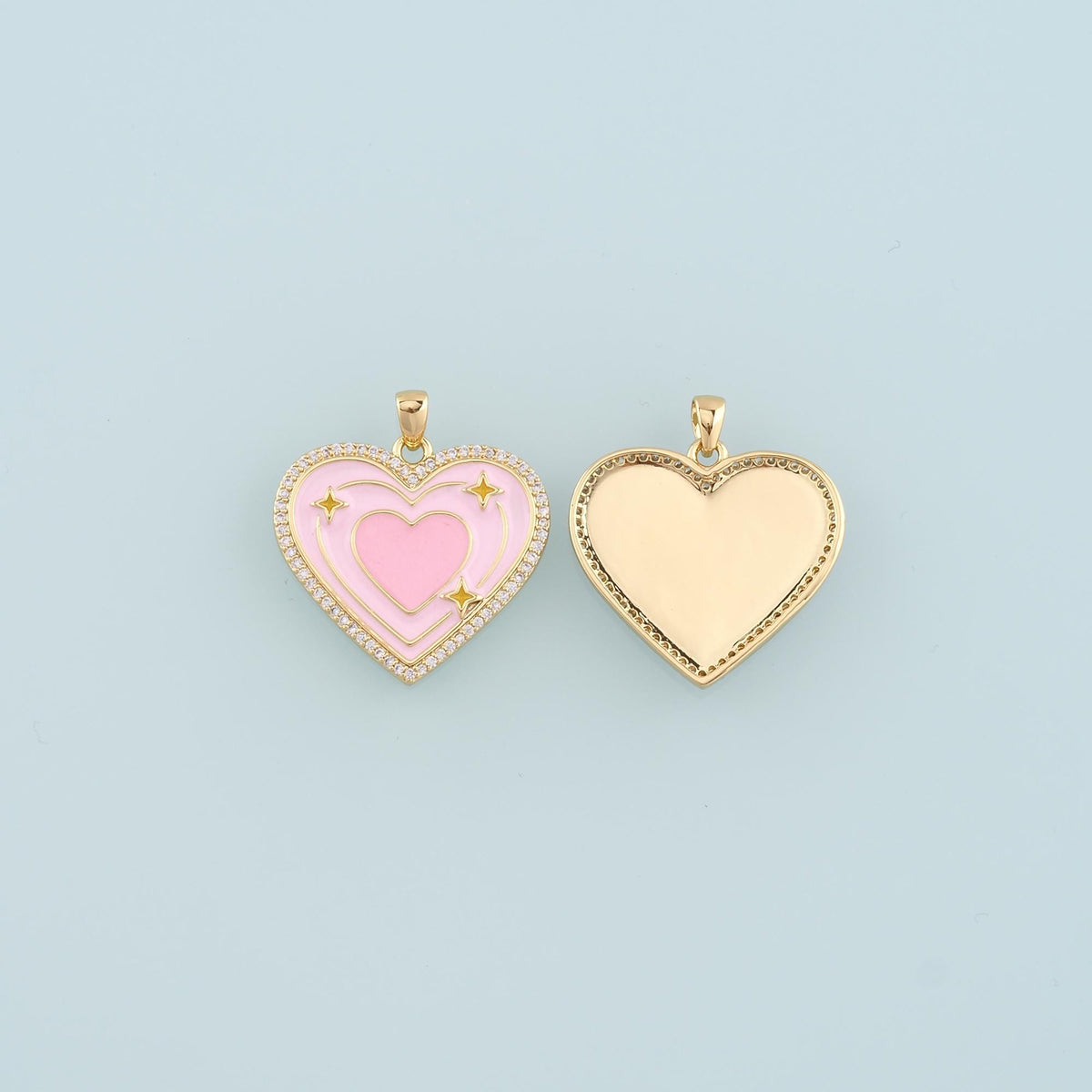 18K Gold Filled Heart Enamel Charm Pendant for Jewelry Making