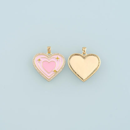 18K Gold Filled Heart Enamel Charm Pendant for Jewelry Making