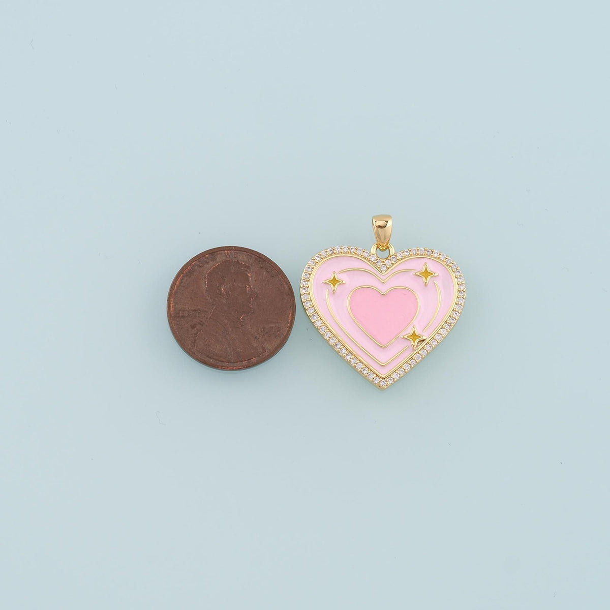 18K Gold Filled Heart Enamel Charm Pendant for Jewelry Making