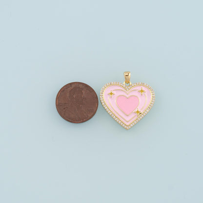 18K Gold Filled Heart Enamel Charm Pendant for Jewelry Making