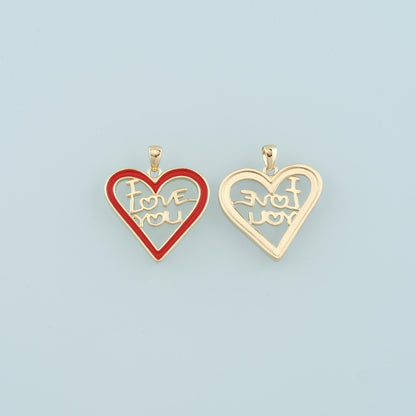 18K Gold Filled Enamel Heart Charm Pendant for Jewelry Making