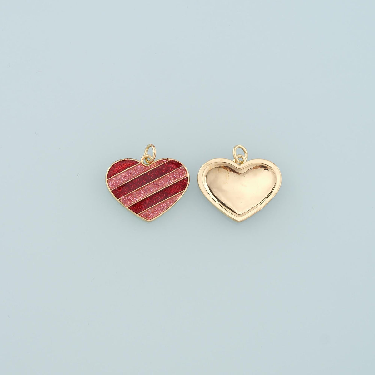 18K Gold Filled Heart Pendant,Enamel Heart Charm Bracelet Necklace for DIY Jewelry Making Supply