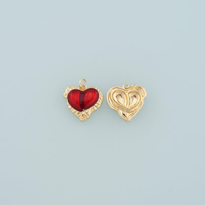 18K Gold Filled Heart Enamel Charm Pendant for Jewelry Making