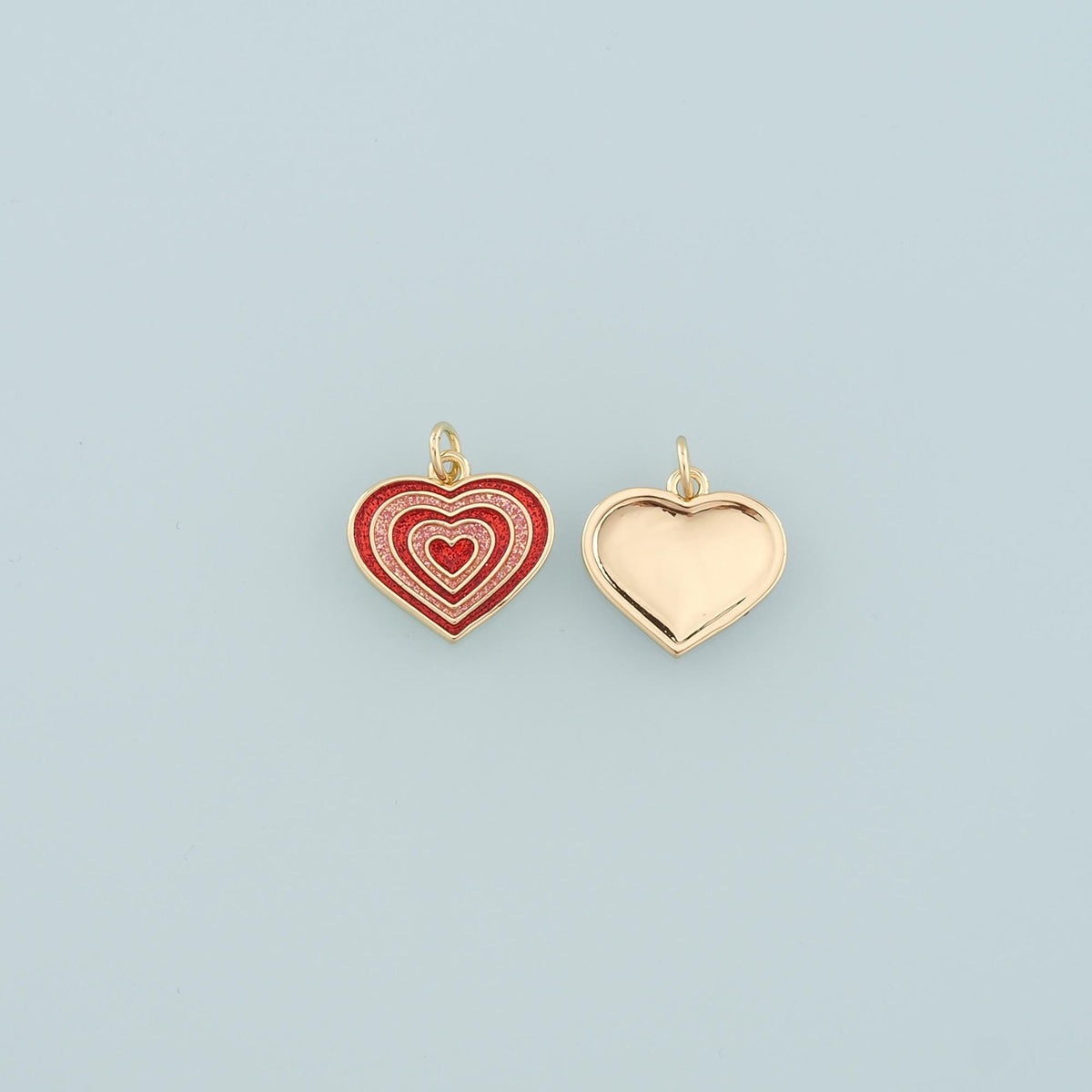 18K Gold Filled Heart Pendant,Enamel Heart Charm Bracelet Necklace for DIY Jewelry Making Supply