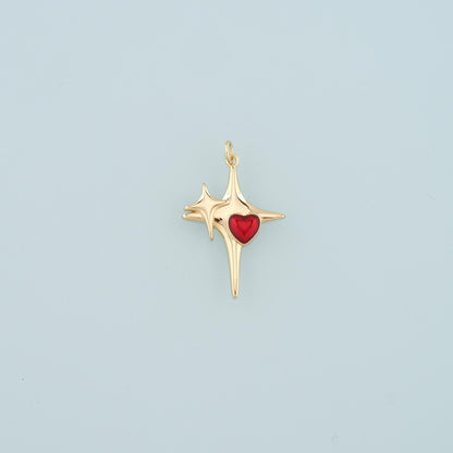 18K Gold Filled Heart Enamel Charm Pendant for Jewelry Making