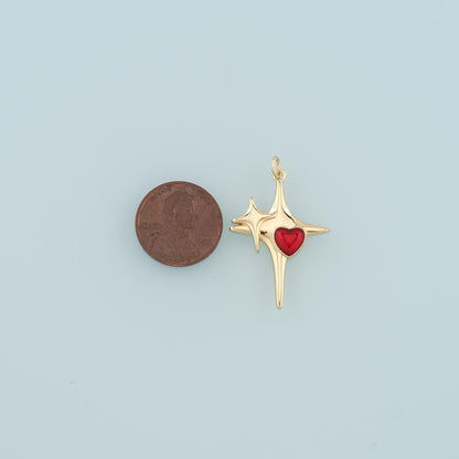 18K Gold Filled Heart Enamel Charm Pendant for Jewelry Making