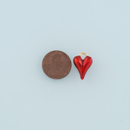 18K Gold Filled Enamel Heart Charm Pendant for Jewelry Making
