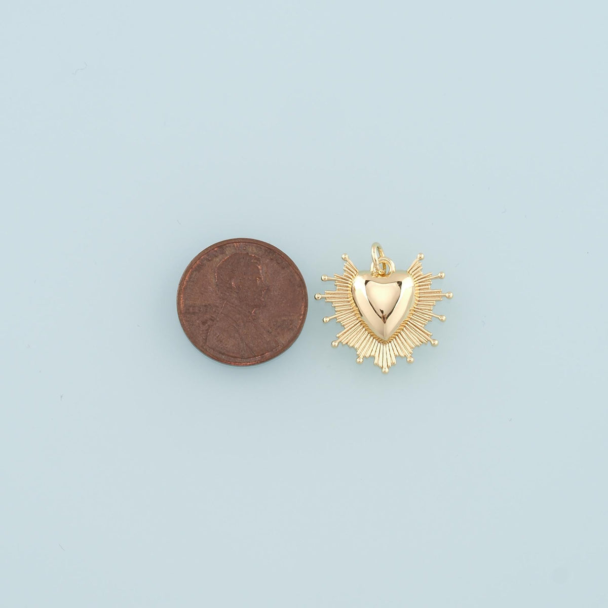 18K Gold Filled Heart Pendant,Dainty Heart Charm Bracelet Necklace for DIY Jewelry Making Supply
