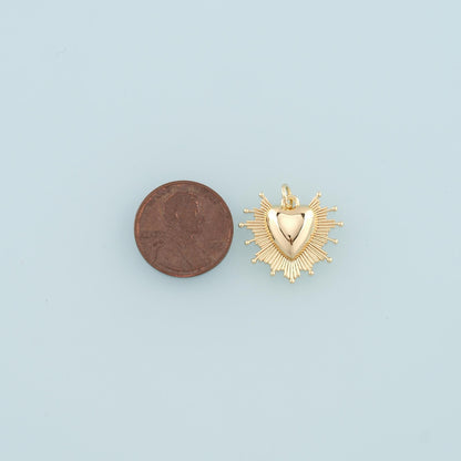 18K Gold Filled Heart Pendant,Dainty Heart Charm Bracelet Necklace for DIY Jewelry Making Supply