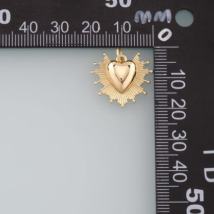 18K Gold Filled Heart Pendant,Dainty Heart Charm Bracelet Necklace for DIY Jewelry Making Supply