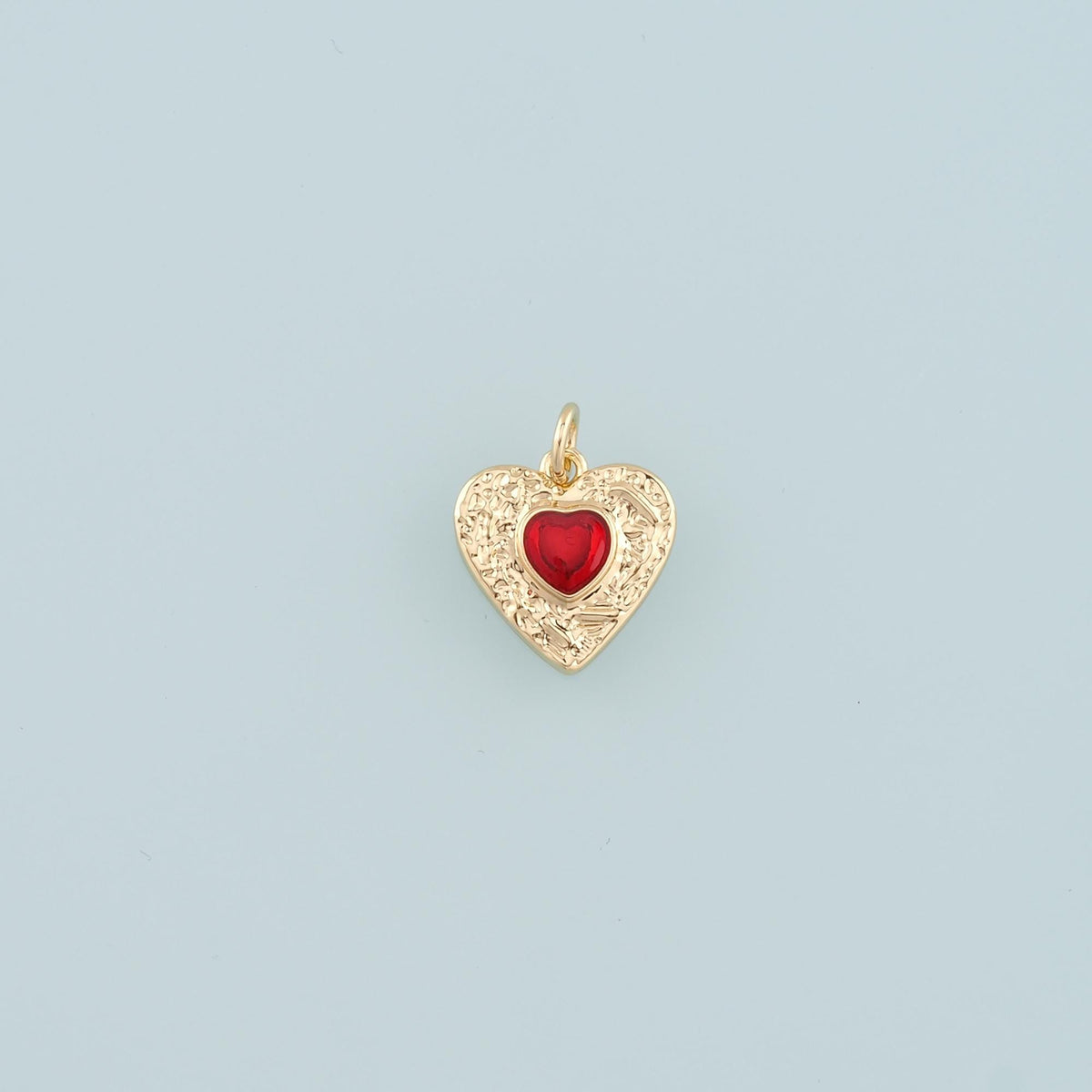 18K Gold Filled Heart Pendant,Enamel Heart Charm Bracelet Necklace for DIY Jewelry Making Supply