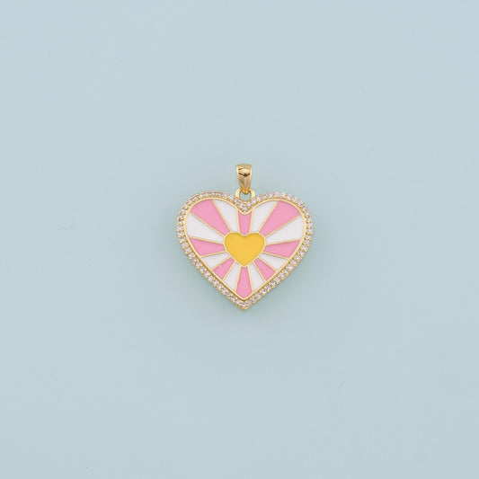 Gold Heart Charms,18K Gold Filled Heart Pendant,Enamel Heart Charm Bracelet Necklace for DIY Jewelry Making Supply