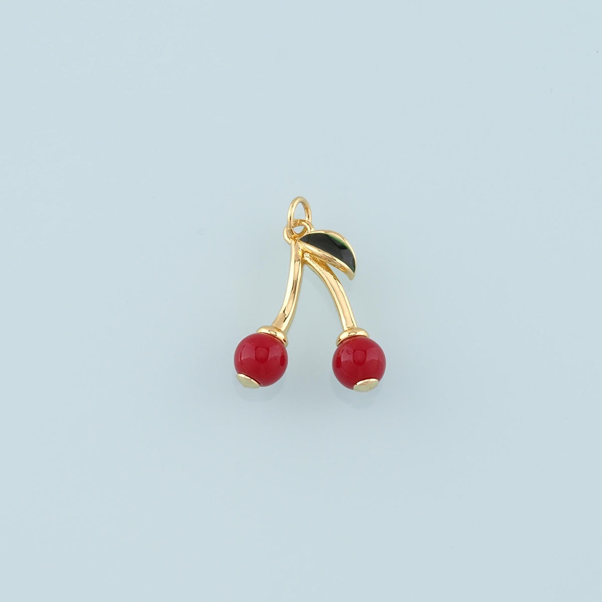 Gold Cherry Charms,18K Gold Filled Cherry Pendant,Enamel Fruit Charm Bracelet Necklace for DIY Jewelry Making Supply