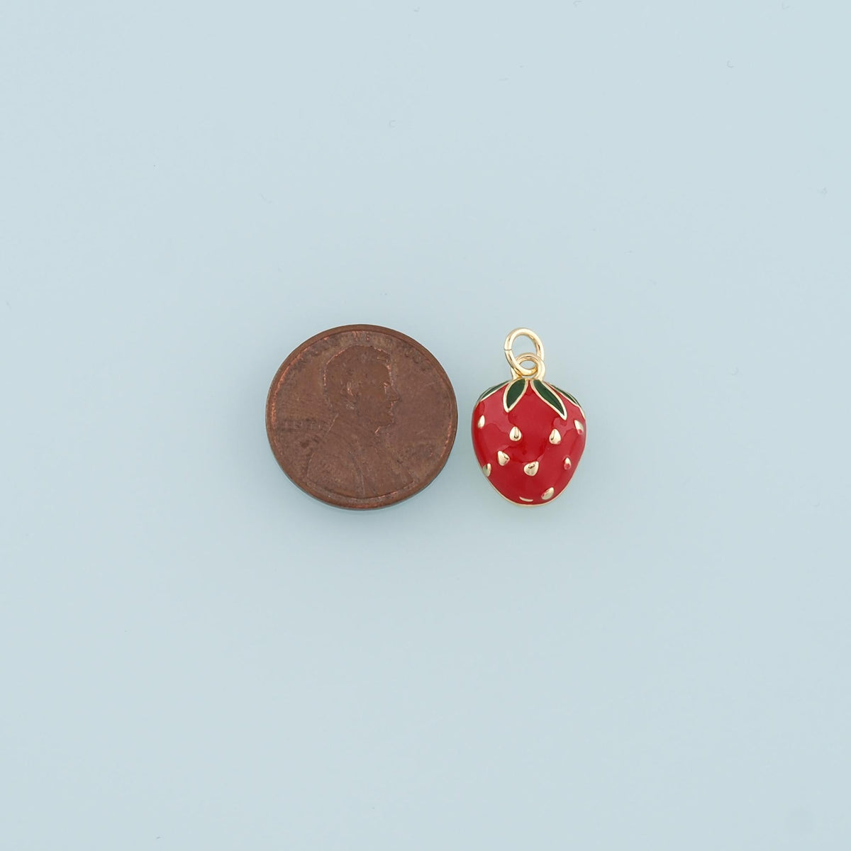 Gold Strawberry Charms,18K Gold Filled Strawberry Pendant,Enamel Fruit Charm Bracelet Necklace for DIY Jewelry Making Supply