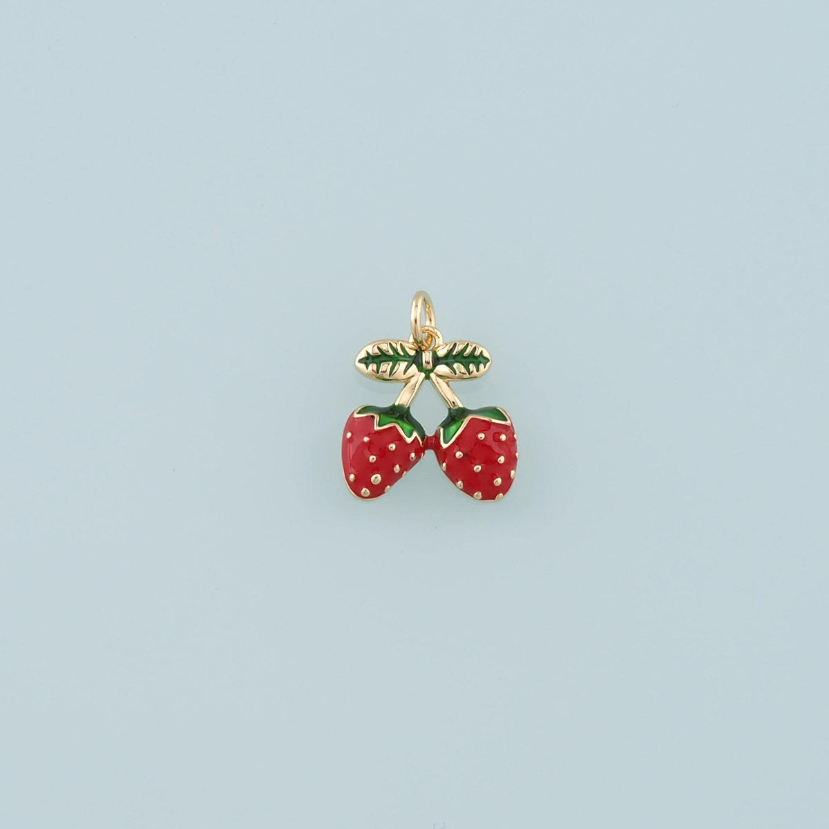 Gold Strawberry Charms,18K Gold Filled Strawberry Pendant,Enamel Fruit Charm Bracelet Necklace for DIY Jewelry Making Supply