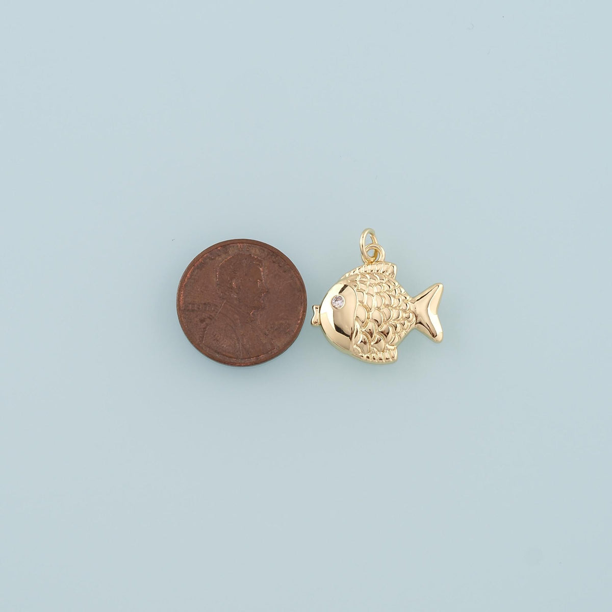 18K Gold Filled Fish Charm Pendant for Jewelry Making