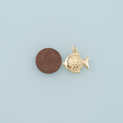 18K Gold Filled Fish Charm Pendant for Jewelry Making
