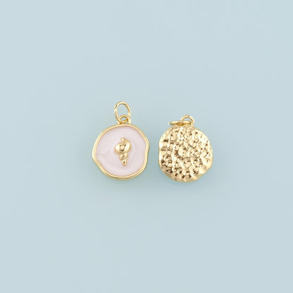 18K Gold Filled Shell Enamel Charm Pendant for Jewelry Making