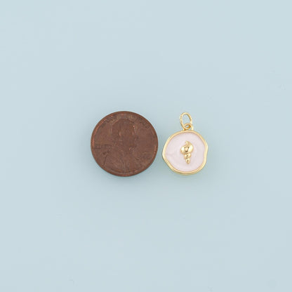 18K Gold Filled Shell Enamel Charm Pendant for Jewelry Making