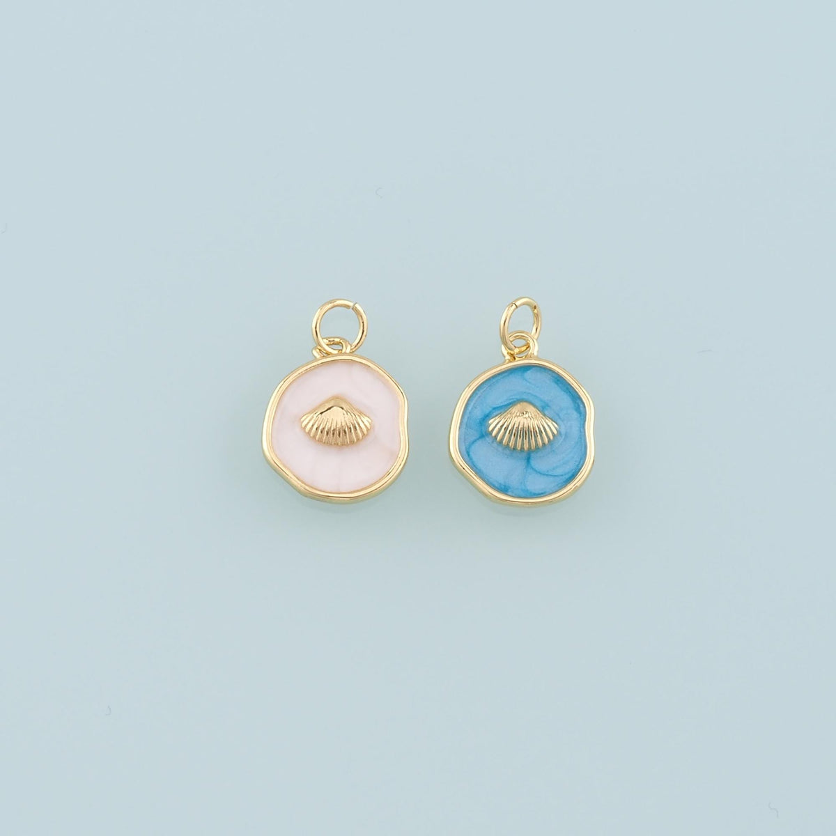 Gold Shell Charms,18K Gold Filled Scallop Pendant,Enamel Conch Shell Charm Bracelet Necklace for DIY Jewelry Making Supply