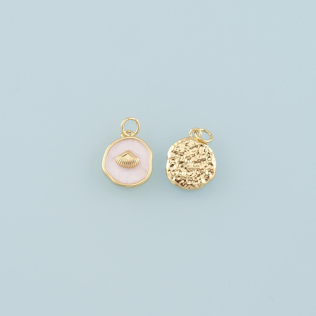 Gold Shell Charms,18K Gold Filled Scallop Pendant,Enamel Conch Shell Charm Bracelet Necklace for DIY Jewelry Making Supply