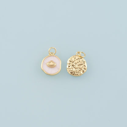 Gold Shell Charms,18K Gold Filled Scallop Pendant,Enamel Conch Shell Charm Bracelet Necklace for DIY Jewelry Making Supply