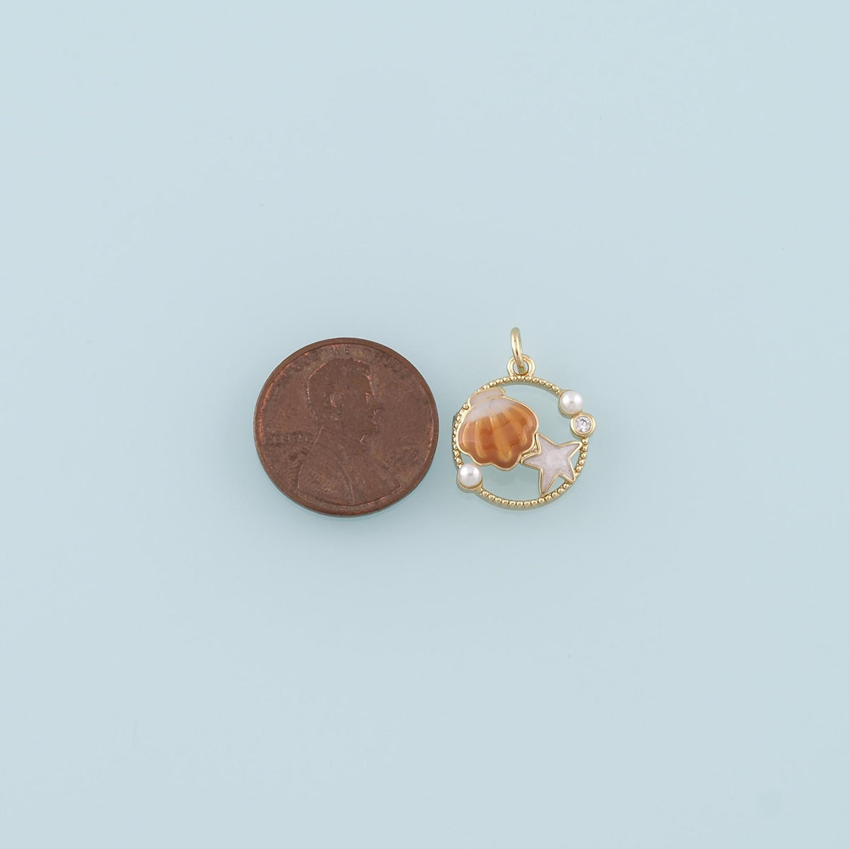 Gold Shell Charm,18K Gold Filled Scallop Pendant,Enamel Starfish Charm Bracelet Necklace for DIY Jewelry Making Supply