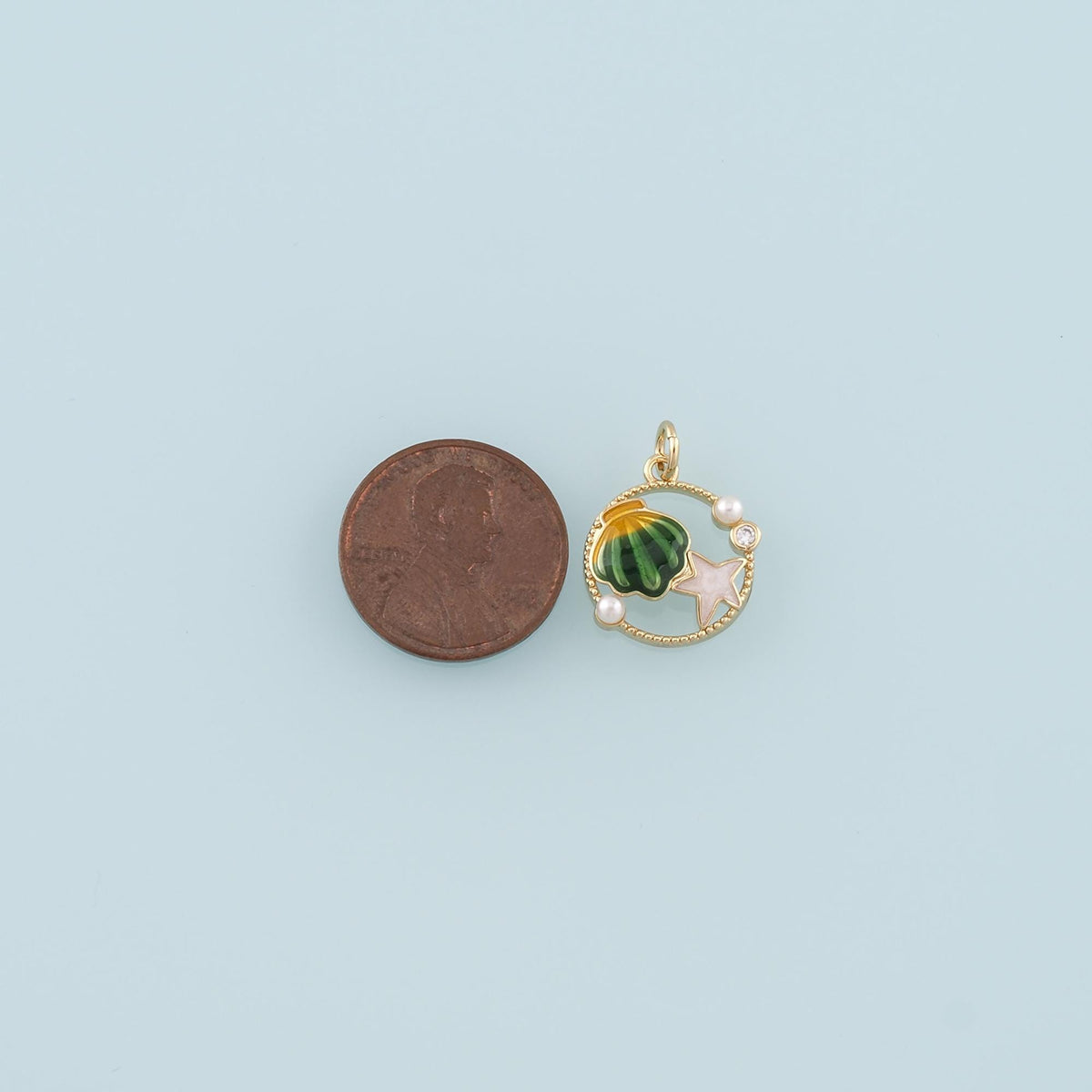 Gold Shell Charm,18K Gold Filled Scallop Pendant,Enamel Starfish Charm Bracelet Necklace for DIY Jewelry Making Supply