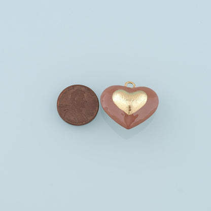 18K Gold Filled Enamel Heart Charm Pendant for Jewelry Making