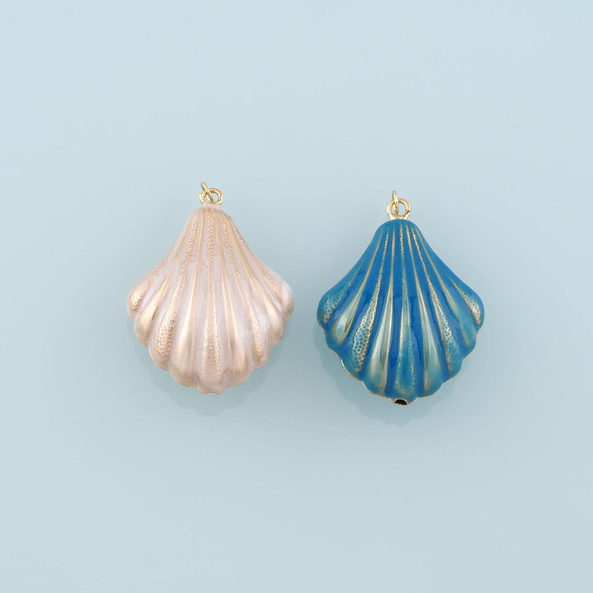 Gold Conch Charms,18K Gold Filled Big Shell Pendant,Enamel Conch Shell Charm Bracelet Necklace for DIY Jewelry Making Supply