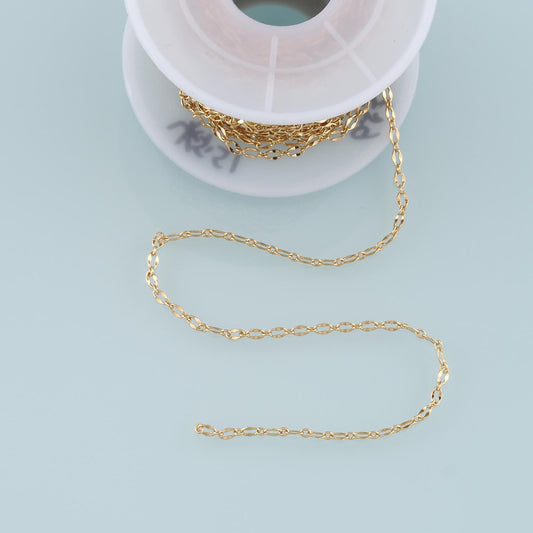 Gold Oval Chain,18K Gold Filled Oval Chain for Necklace Bracelet DIY Jewelry Making Supply 2.5x4mm