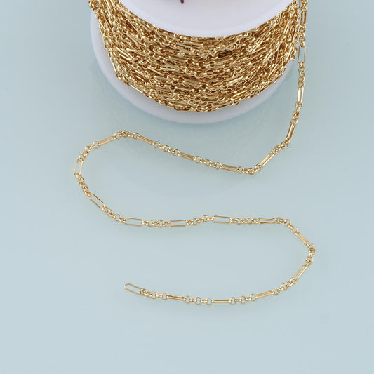 Gold Paper Clip Chain,18K Gold Filled Oval Chain for Necklace Bracelet DIY Jewelry Making Supply 2x6mm