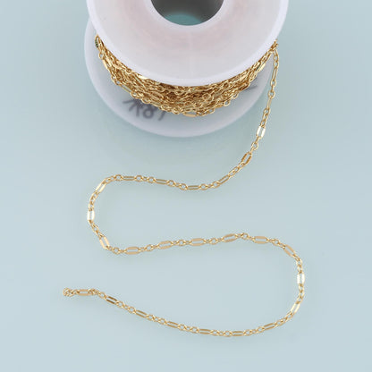 18K Gold Filled Oval Paperclip Chain 5 mm, 3.28 ft for Jewelry Making
