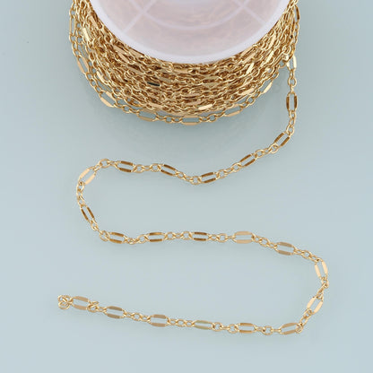 18K Gold Filled Oval Paperclip Chain 6.5 mm, 3.28 ft for Jewelry Making