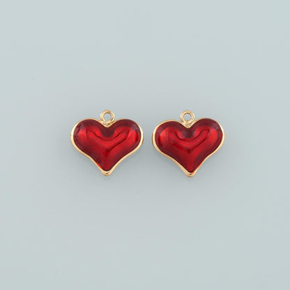 18K Gold Filled Heart Enamel Charm Pendant for Jewelry Making