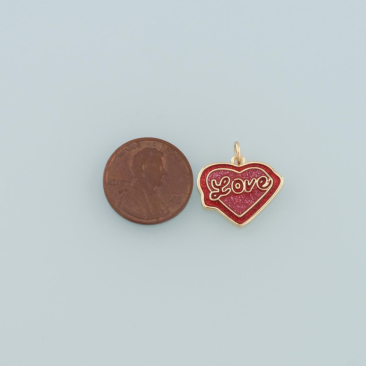 18K Gold Filled Heart Pendant,Enamel Love Charm Bracelet Necklace for DIY Jewelry Making Supply