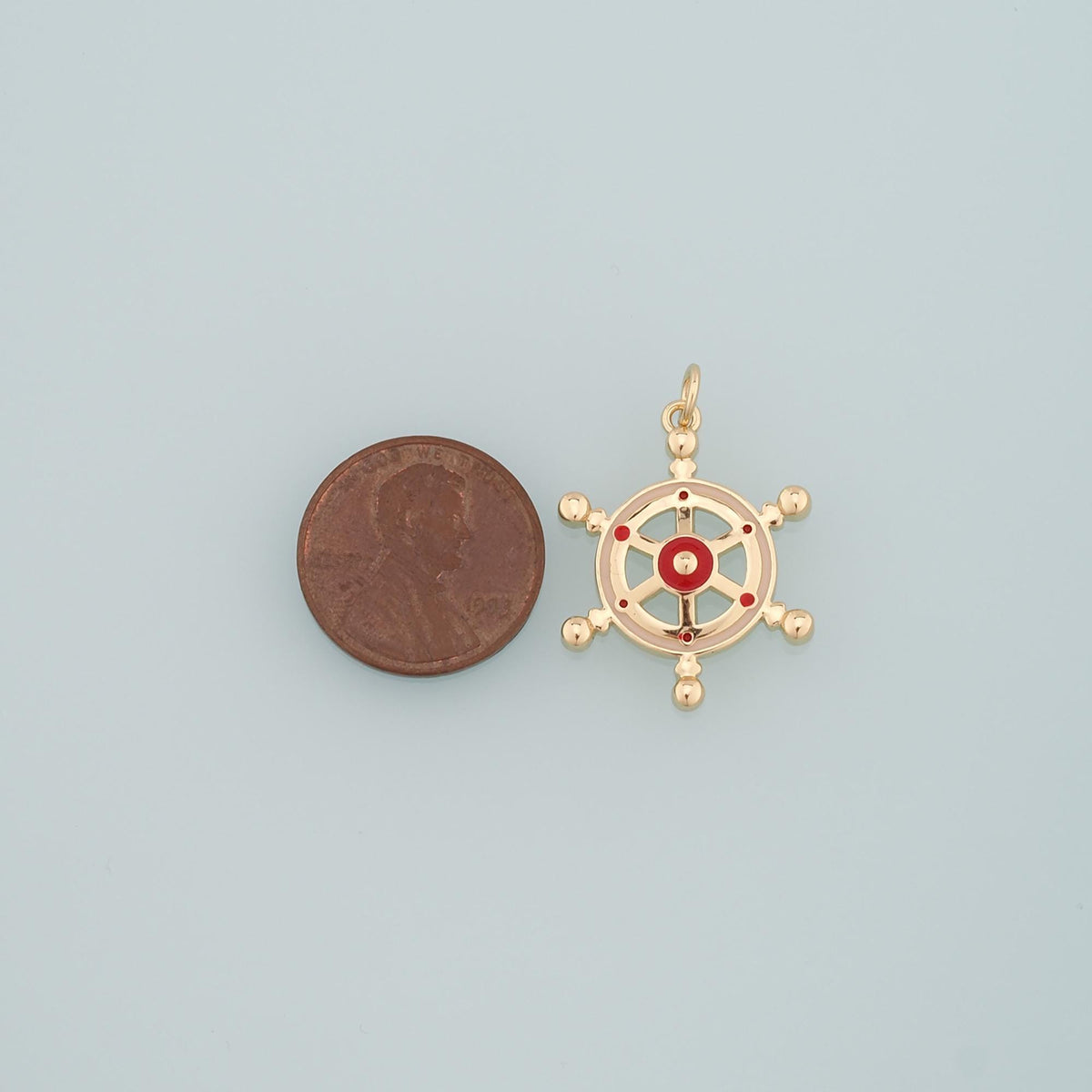 Gold Rudder Charm,18K Gold Filled Rudder Pendant,Enamel Navigation Charm Bracelet Necklace for DIY Jewelry Making Supply