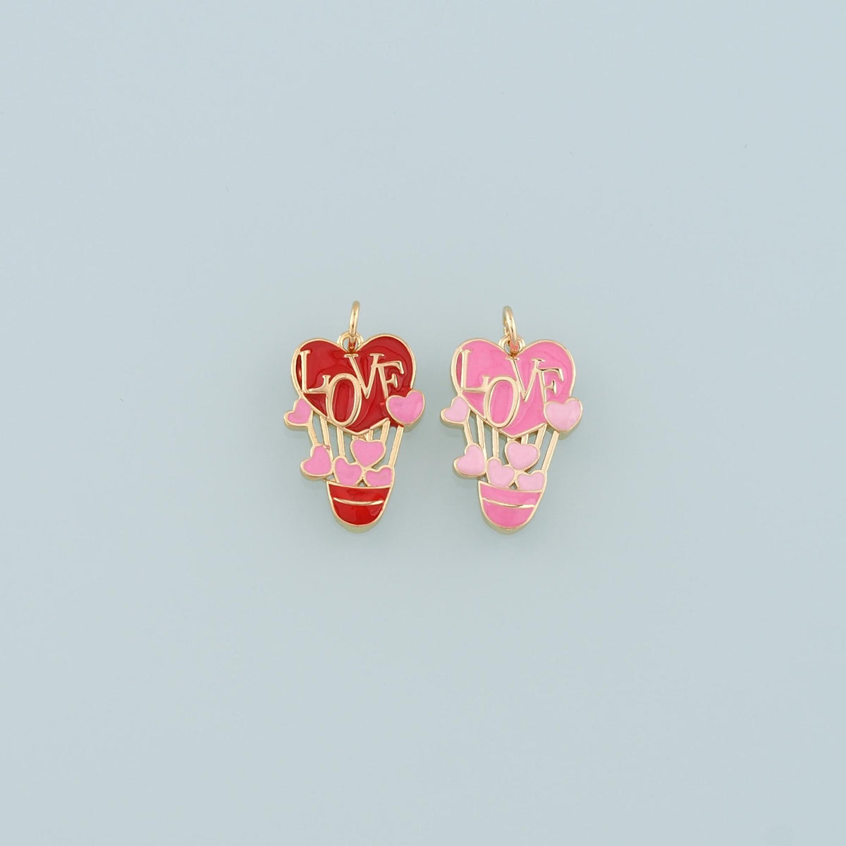 18K Gold Filled Love Hot air balloon Pendant,Enamel Hot air balloon Charm Bracelet Necklace for DIY Jewelry Making Supply