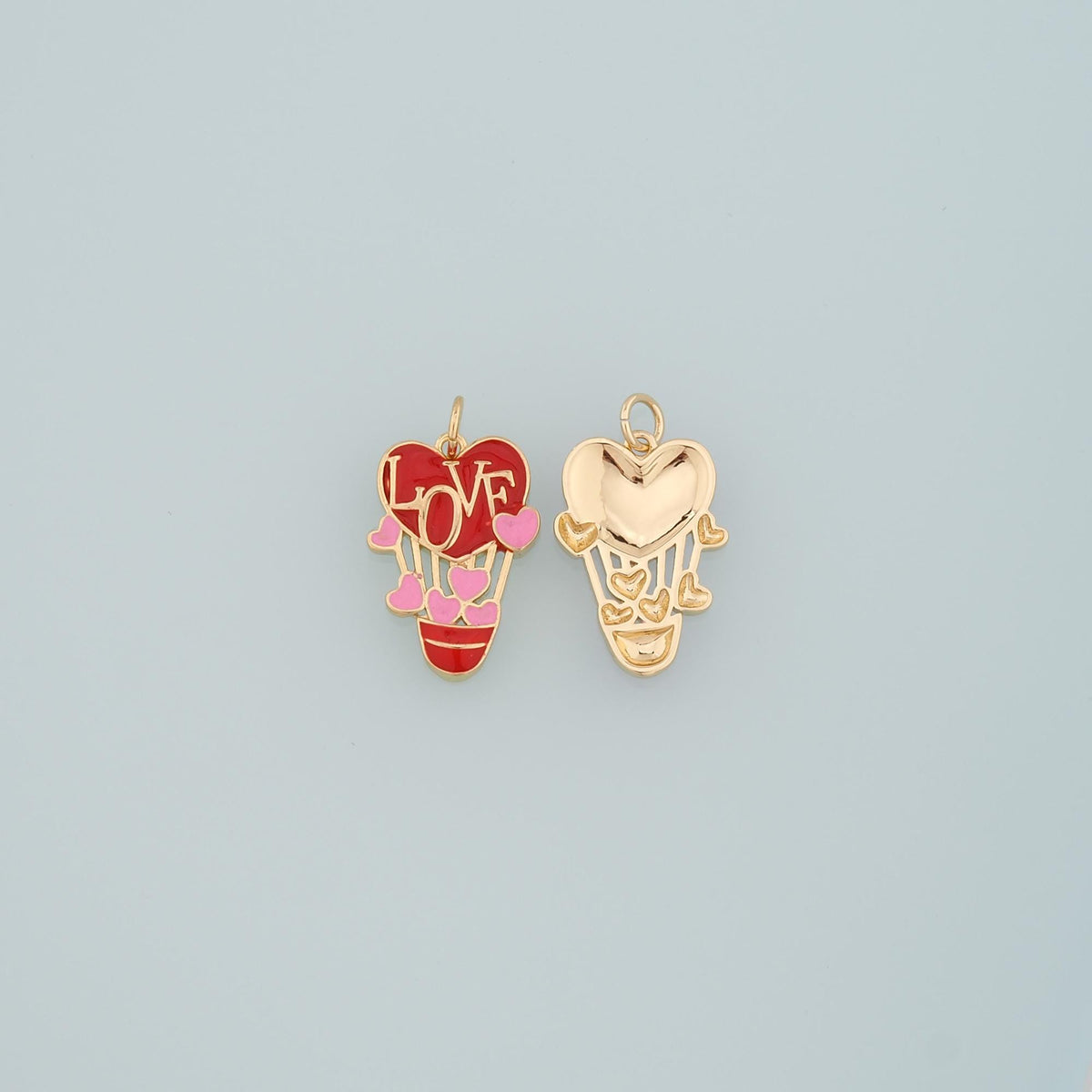18K Gold Filled Love Hot air balloon Pendant,Enamel Hot air balloon Charm Bracelet Necklace for DIY Jewelry Making Supply