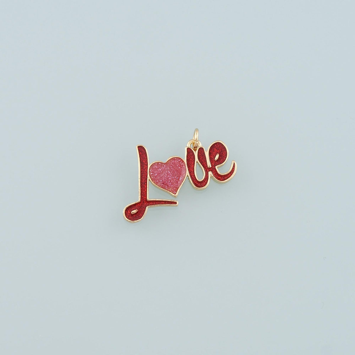 18K Gold Filled Love Pendant,Enamel Heart Charm Bracelet Necklace for DIY Jewelry Making Supply