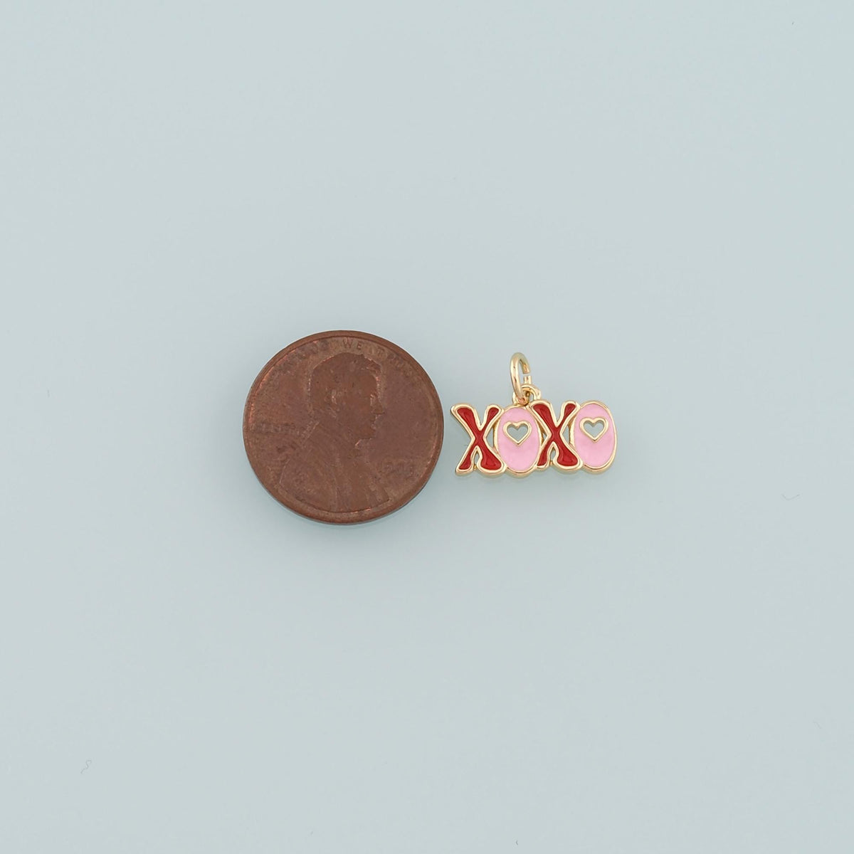 Gold XOXO Charm,18K Gold Filled XOXO Pendant,Enamel Heart Charm Bracelet Necklace for DIY Jewelry Making Supply