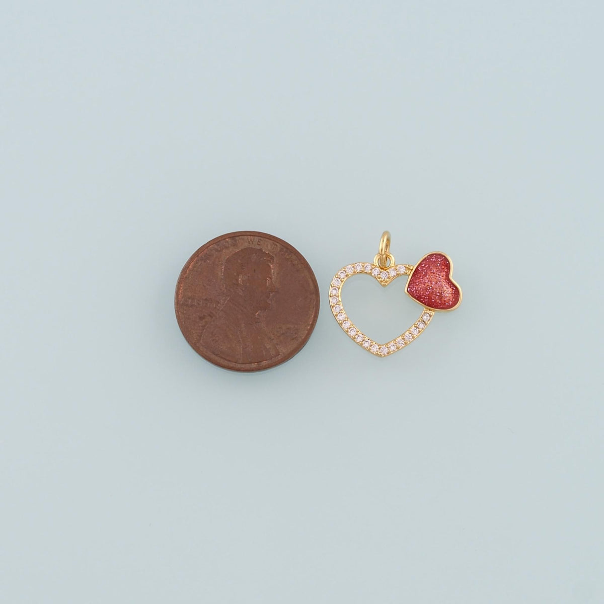 18K Gold Filled Heart Pendant,Enamel Heart Charm Bracelet Necklace for DIY Jewelry Making Supply