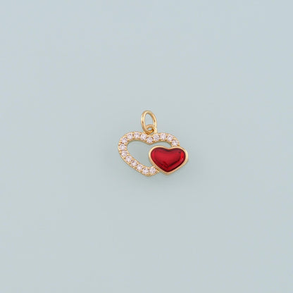 18K Gold Filled Heart Pendant,CZ Micro Pave Heart Charm Bracelet Necklace for DIY Jewelry Making Supply