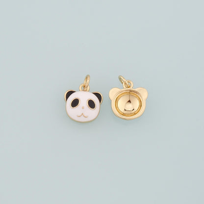 18K Gold Filled Panda Pendant,Enamel Panda Charm Bracelet Necklace for DIY Jewelry Making Supply